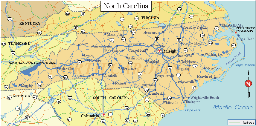Nc State Map North Carolina Highway Map The North Carolina Map