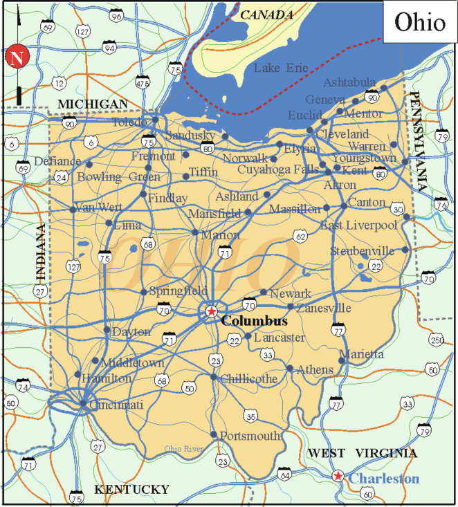 Ohio State Map.