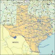 Texas State Map - Click or Tap For Larger View